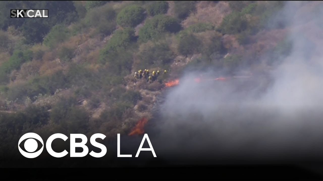 Los Angeles County firefighters battle Max Fire in Stevenson Ranch