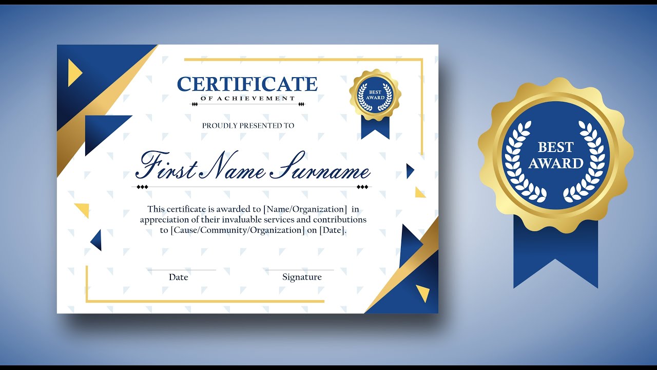 Create a Professional Blue & Gold Certificate and Badge in CorelDRAW | Step-by-Step for Beginners