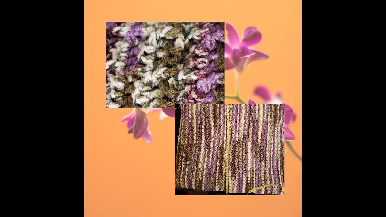 Waffle Stitch in purple flowers from Craftsmart yarn bought from Michaels