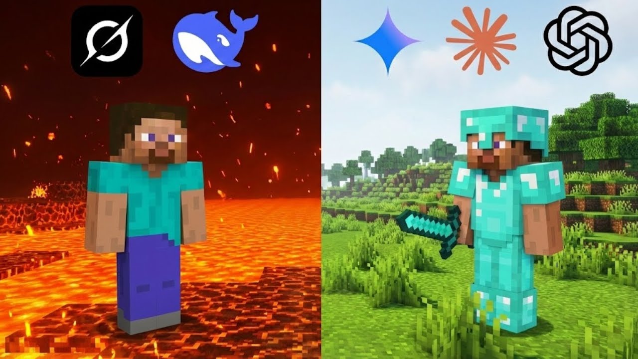 اكبر تحدي للذكاء الاصطناعي! Chat GPT vs Grok vs DeepSeek vs Gemini vs Claude بيعملوا Minecraft