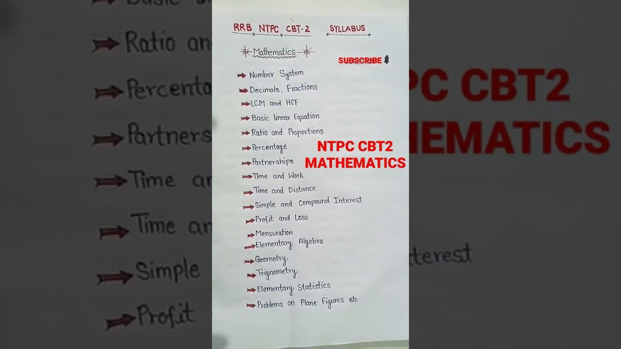 NTPC#CBT2# #Mathematics#syllabus||shorts||rrbntpc 2024 latest news#ntpc||syllabus# 🔥🔥🔥