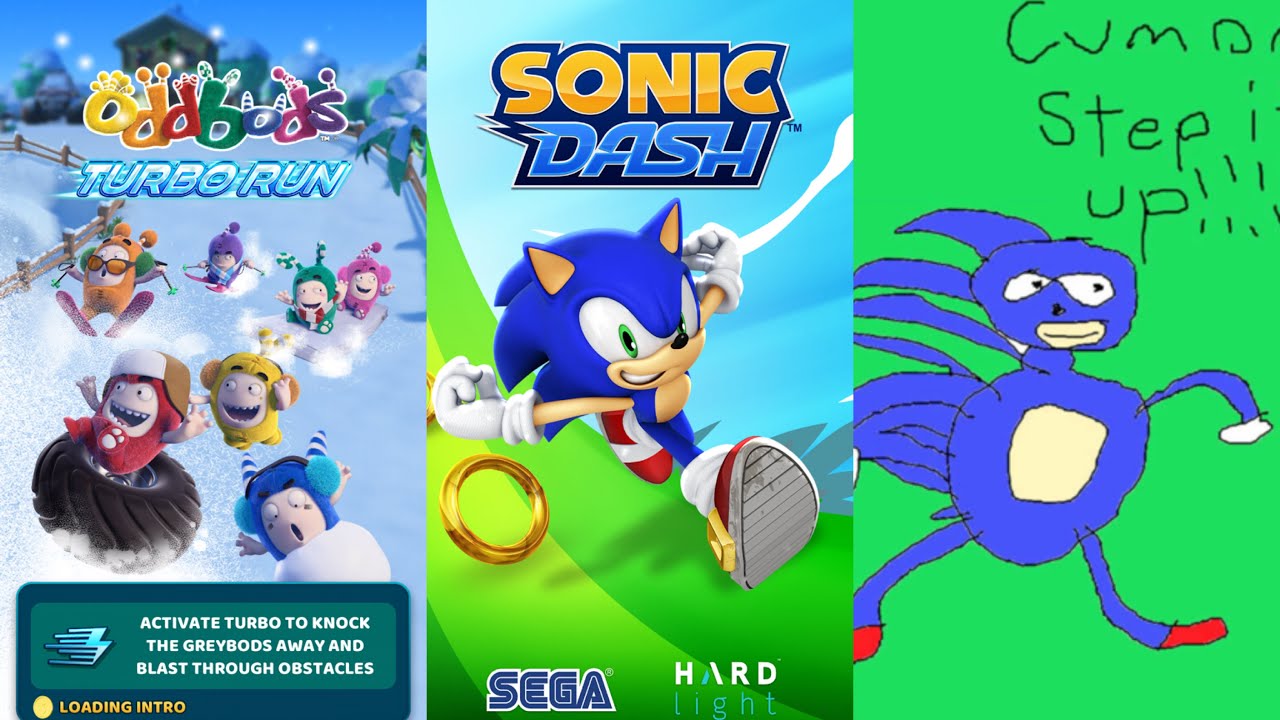 Oddbods Turbo vs Sonic dash vs Go Sanic goo! android/iOS gameplay