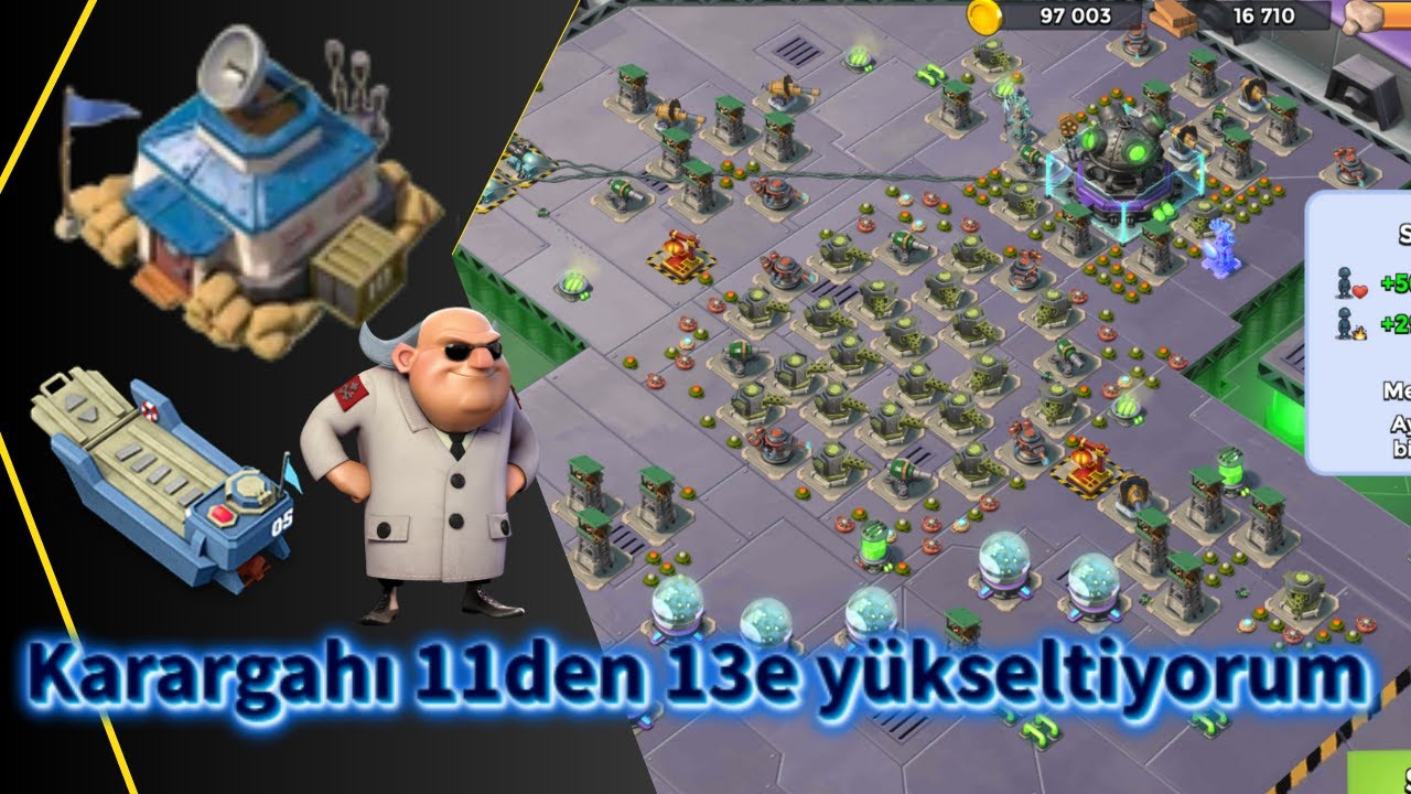 #011 Hq11 Karargahı 13'e yükseltiyoruz. We are upgrading the headquarters to 13 Boom Beach Türkçe
