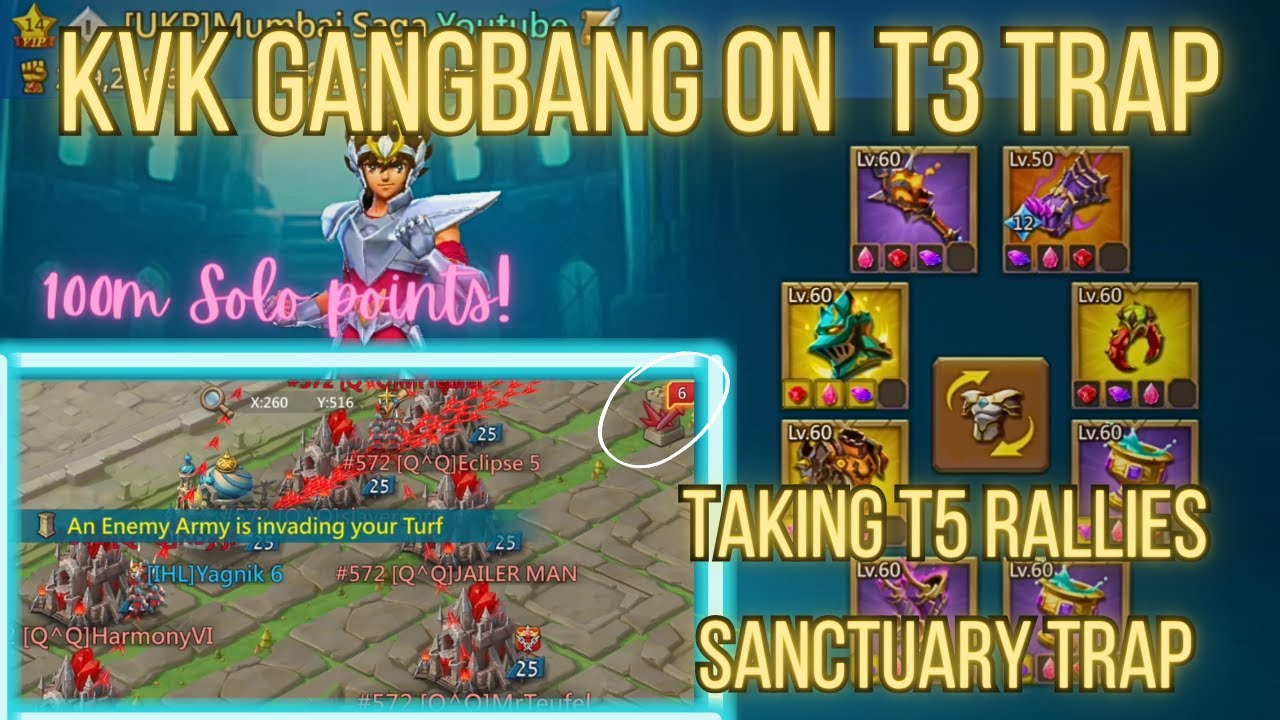 Lordsmobile -F2P Solo Trap in kvk|Gang bang on my trap in last hour |kvk Rally sanctuary  solotrap