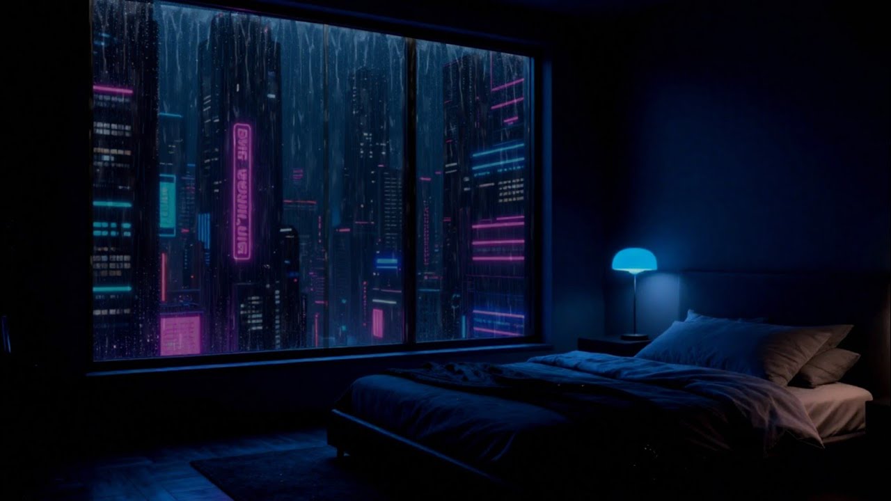 Relaxing Rain Sounds at Night | Urban Bedroom Ambience for Sleep