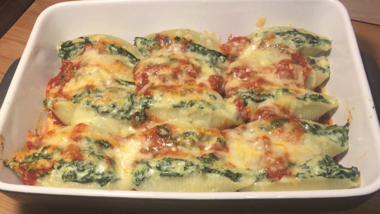 Pâtes conchiglioni farcis aux épinards et la ricotta