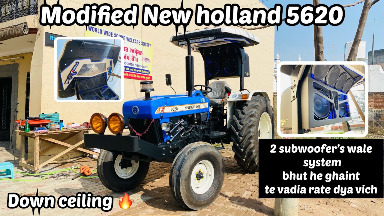 Modified tractor/New holland 5620/Roof ceiling/extend bumper/Hid lights/2 Subwoofer 🔊 ghaint 🔥