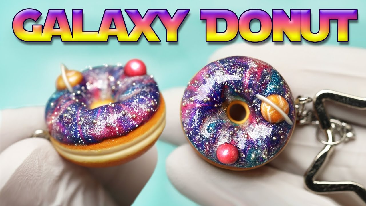 Making Polymer clay Galaxy Donut Keychain!
