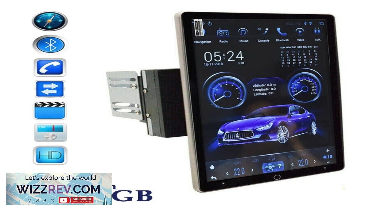2+32G 2DIN 10-дюймовый поворотный сенсорный экран Android 14 GPS Wi-Fi навигация