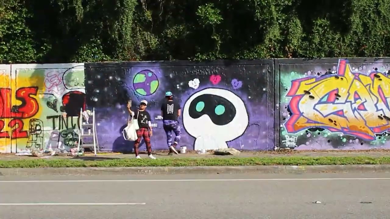 I painted a giant WOOTTEO MURAL for #Wootteo_ARMY_EVENT BTS Jin The Astronaut