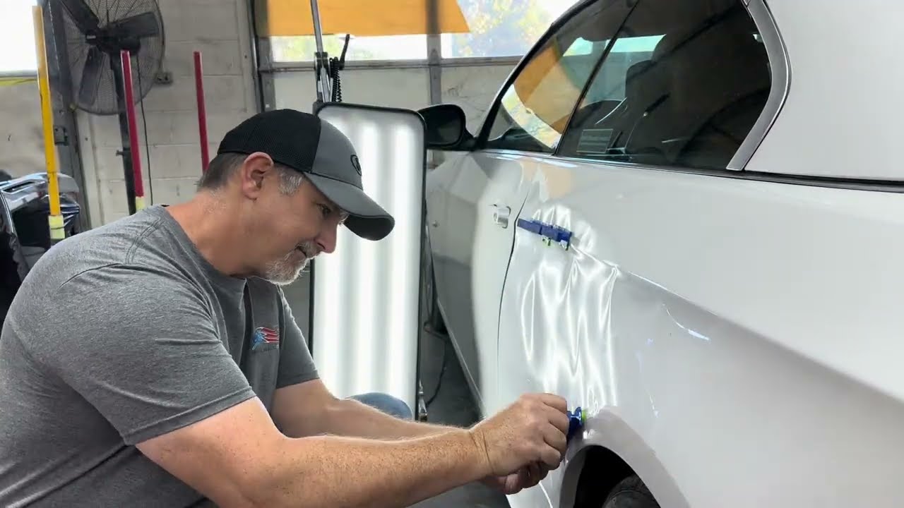 Paintless Dent Repair Glue Pull Pushed To My Limits On BMW Quarter Panel.