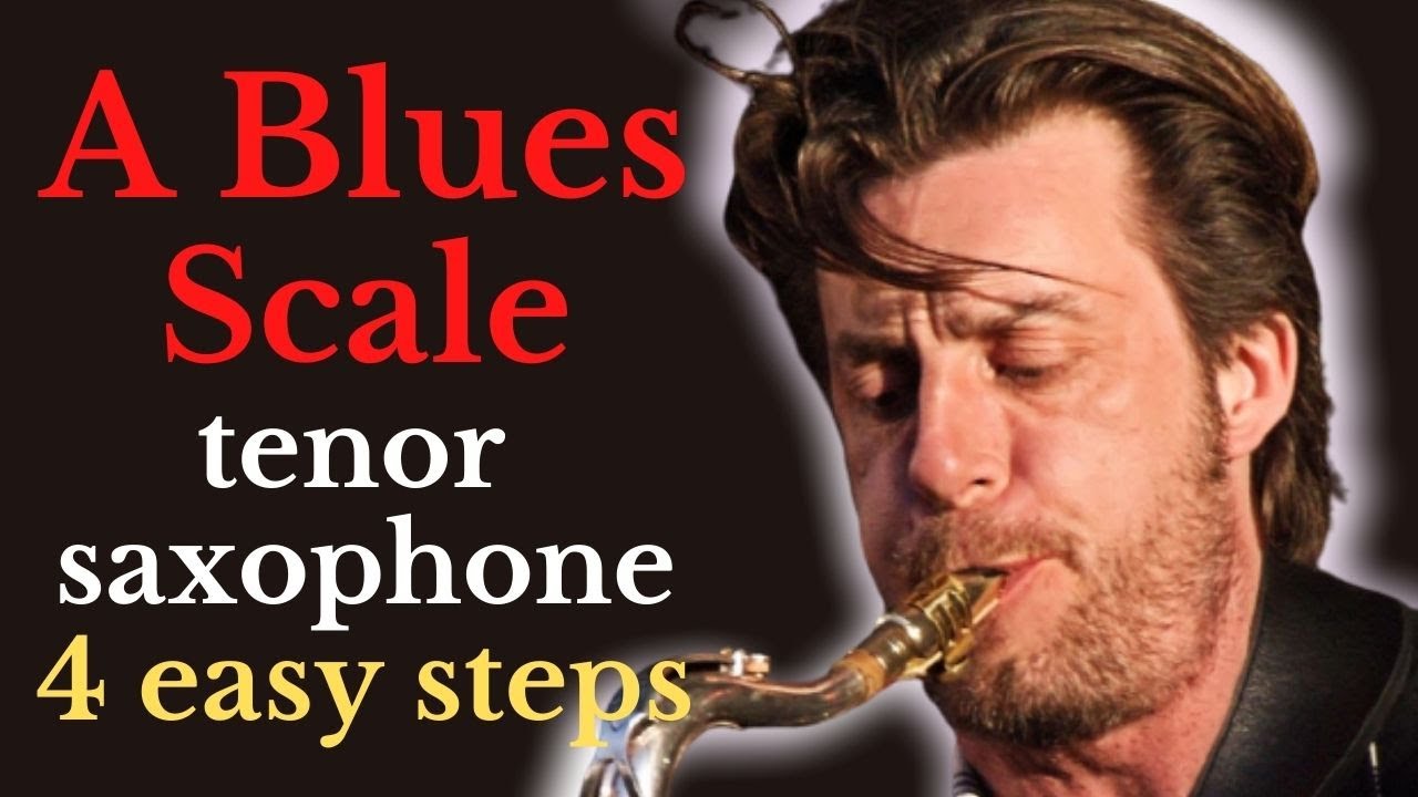 A blues scale on tenor sax saxophone for beginners: 4 easy steps with backing track