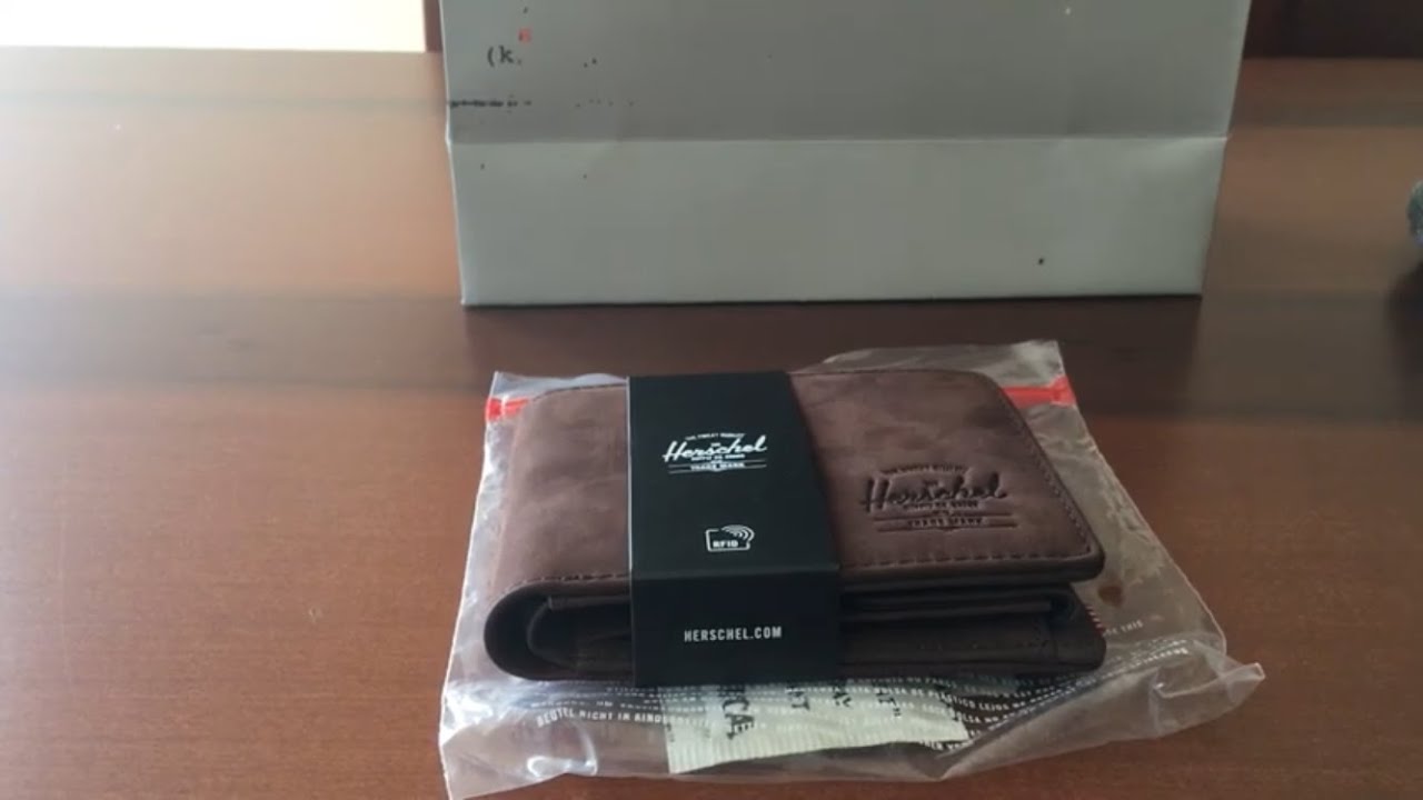 Herschel ROY + COIN XL LEATHER RFID NUBUCK BROWN unboxing