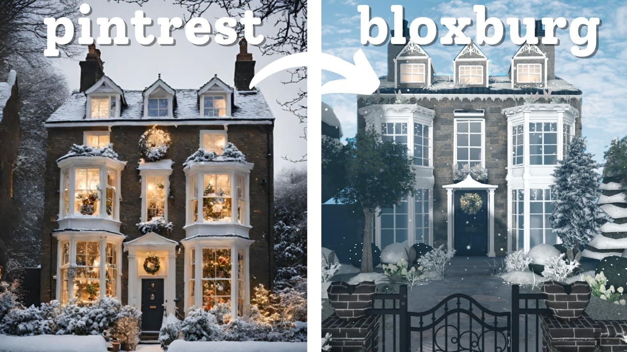 building a Christmas PINTEREST house in BLOXBURG