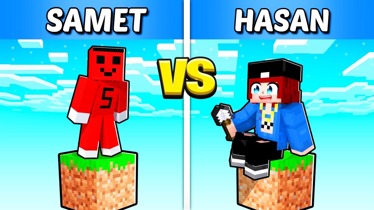 Minecraft TEK BLOK ama Samet vs Jr Hasan !! - Minecraft