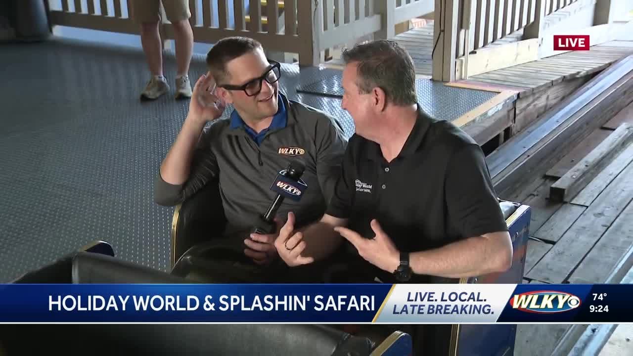 Taking a ride on the Voyage at Holiday World