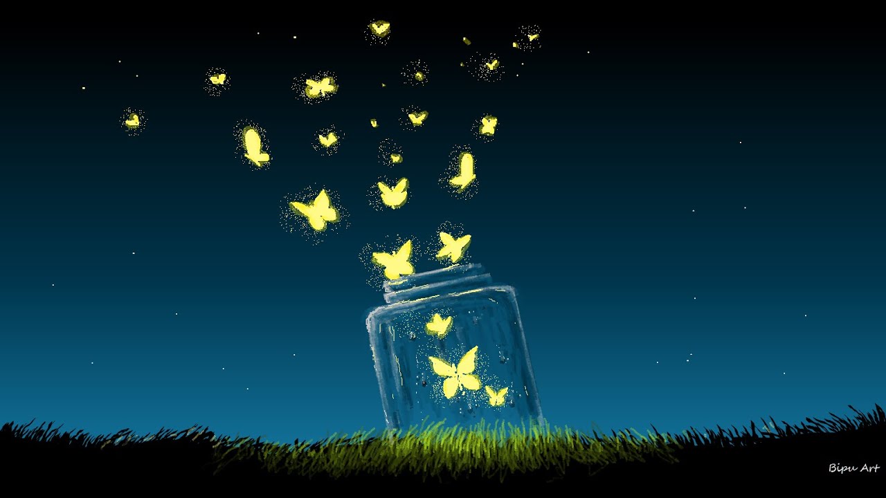Glittering Butterflies Drawing | How to Draw in Ms Paint | drawing in paint in computer | Ms paint