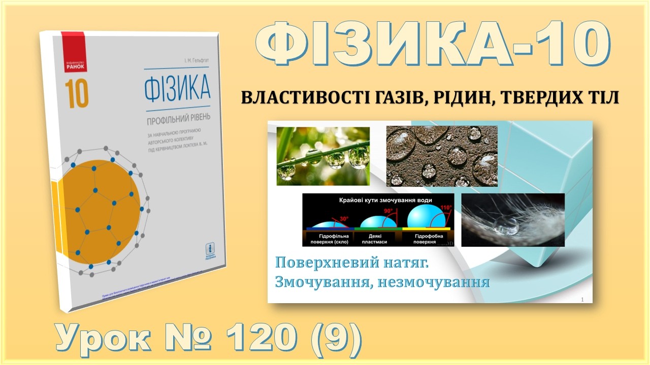 ФІЗИКА-10 | Урок 120 (9) | Поверхневий натяг. Змочування, незмочування