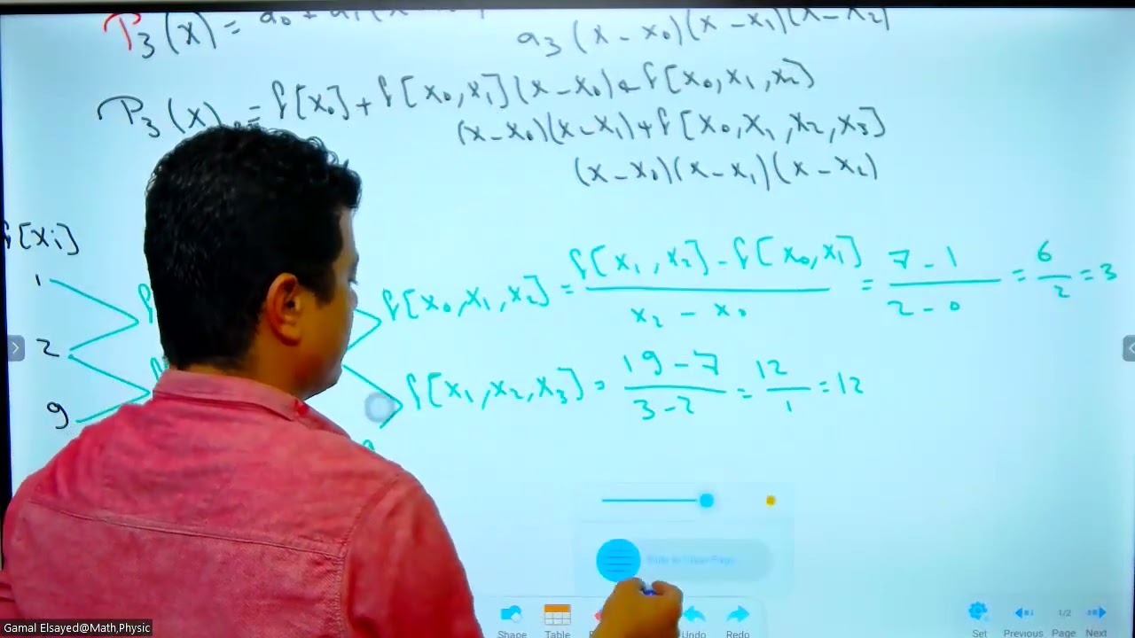 ج1(Numerical Analysis)حلول امثله ع الفروق المقسومه لنيوتن