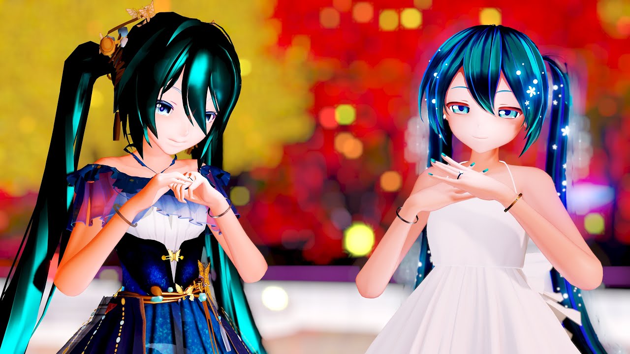 【MMD】『Twinkle Days』「Hatsune Miku/sour式改変初音ミク夜蝶(Night Butterfly Miku)＆カルも式初音ミクさん(白ワンピ)」