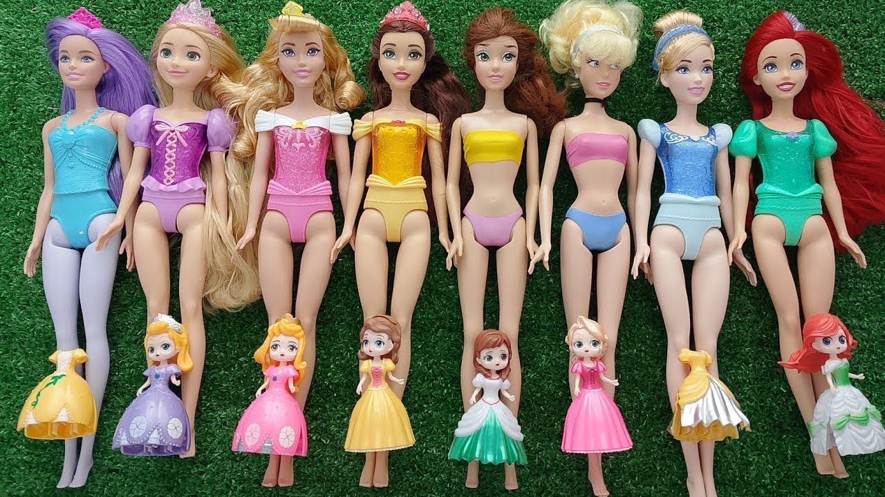 Disney Princess Mattel Collection Doll Makeover DIY Miniature ideas for Barbie Wig, Derss, Feceupy