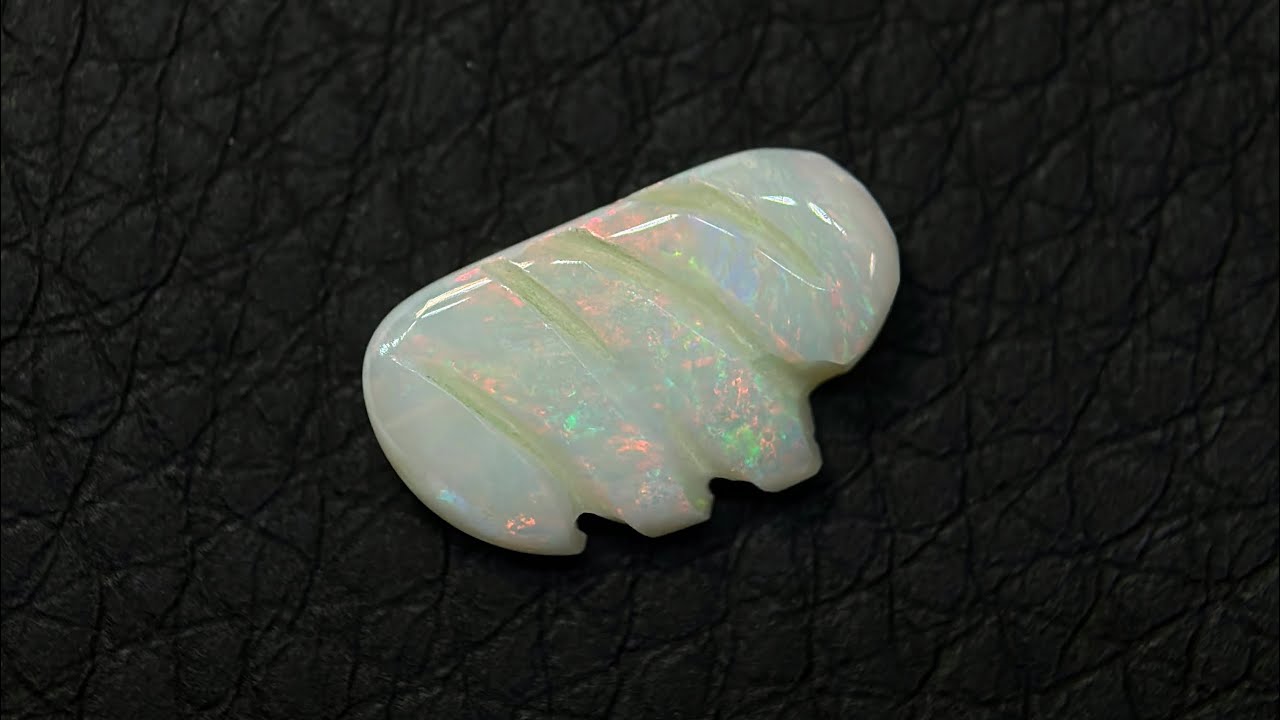 Polished Australian Coober Pedy Lacy Fern Opal Carving