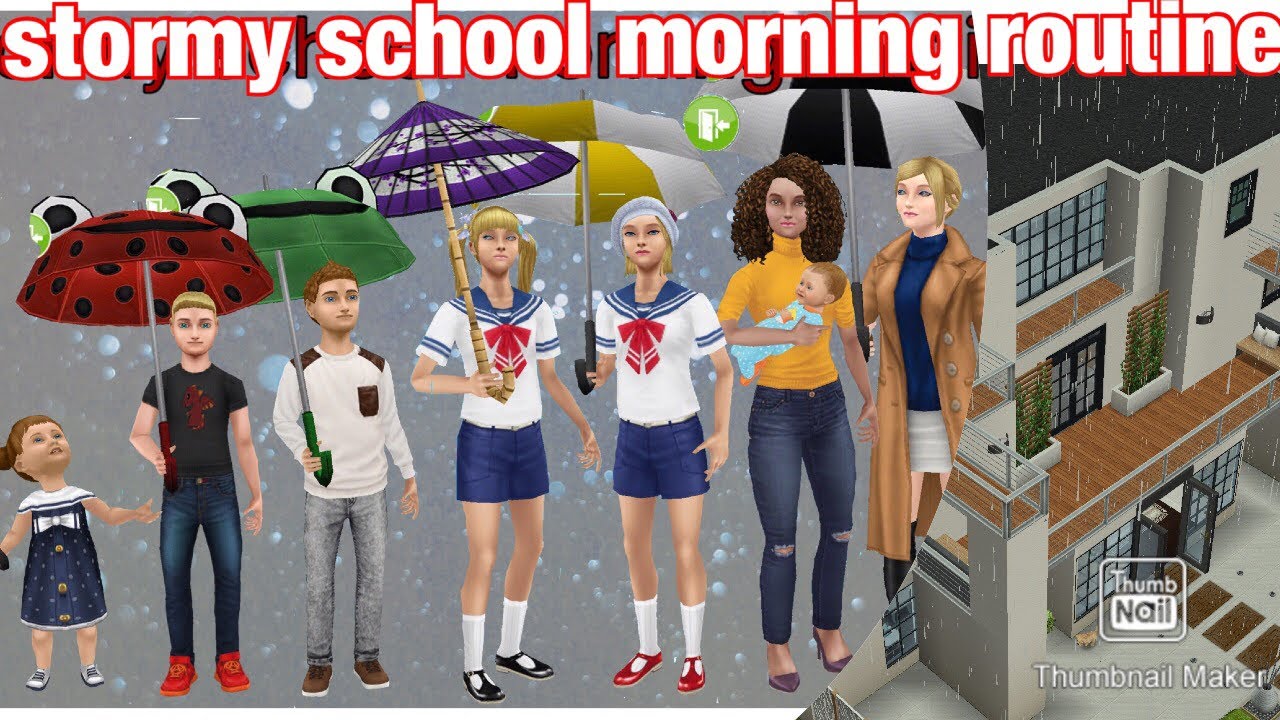 Stormy school morning routine with 6 kids at our new house SIMS FREEPLAY