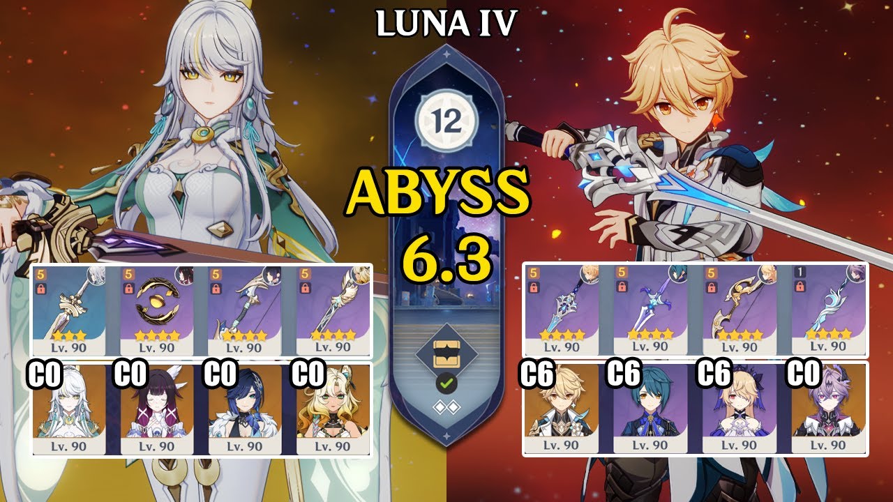 【Genshin Impact Бездна 6.3】C0 Зибай без Иллуги & C6 Пиро Путешественник Overvape｜Luna 4｜Spiral Abyss