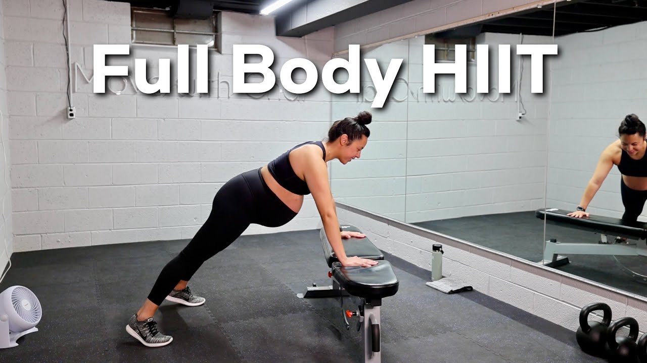 Full Body Pregnancy HIIT, Interval & Labor Prep Workout (3rd Trimester) - Move with Char