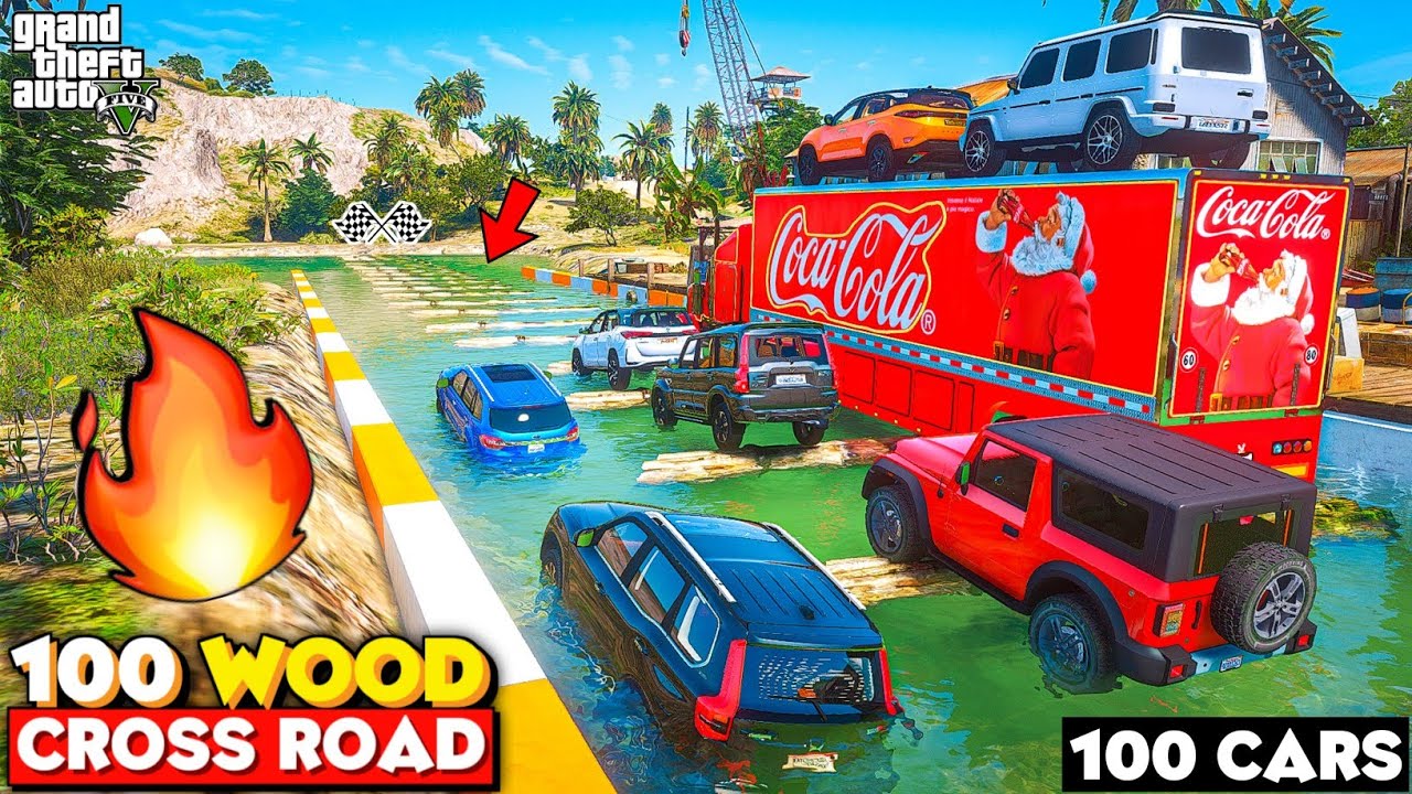 GTA 5: Indian Cars & Trucks Vs 100+ Floating Water Woods🔥 MOST DIFFICULT CHALLENGE! GTA 5 MODS!