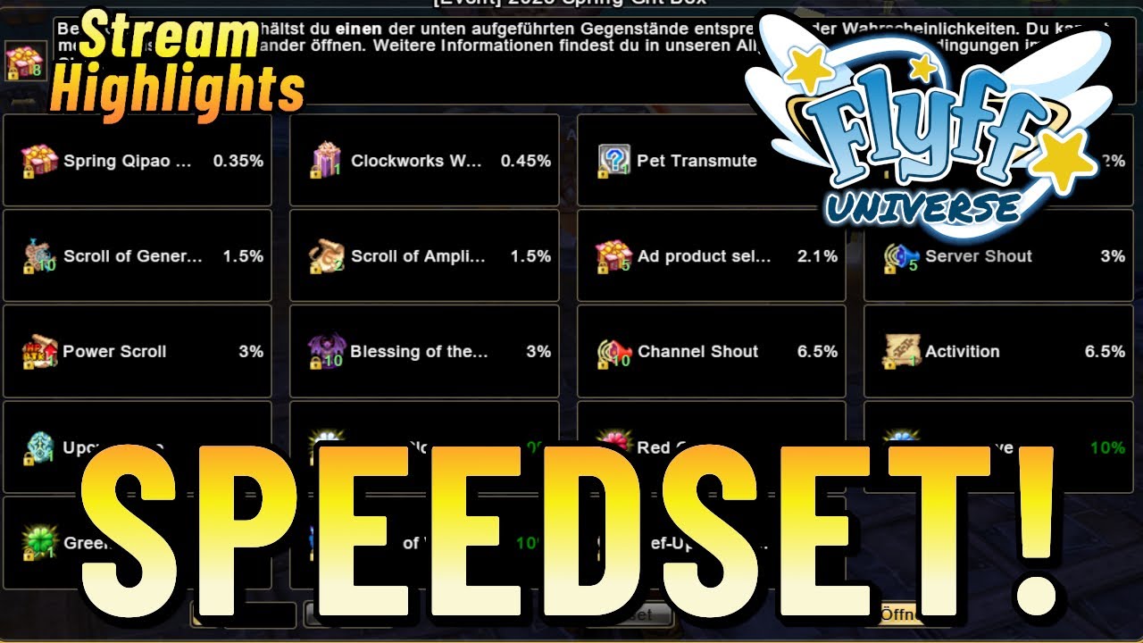 So kannst du trotzdem/noch ein 10% Speed Set kriegen! | Flyff Universe