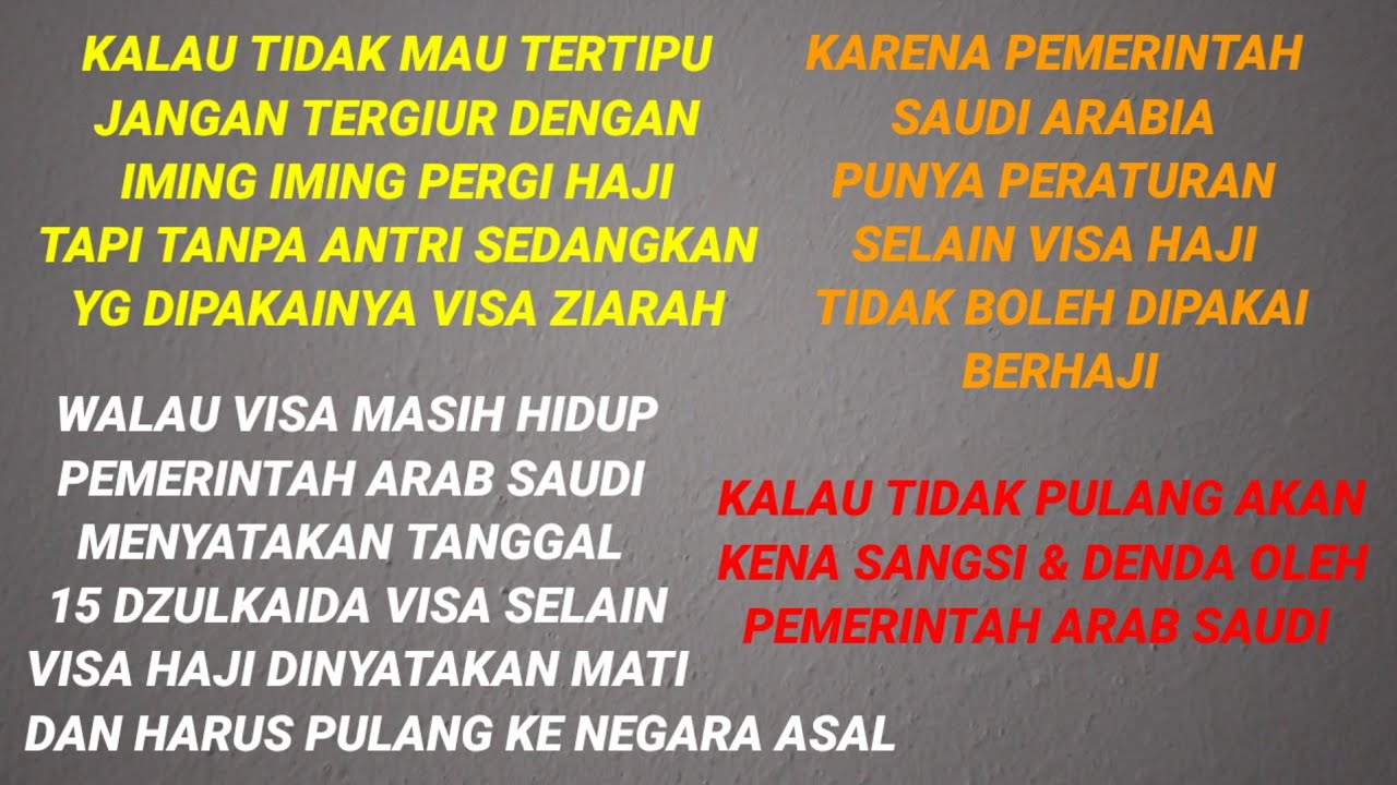 JANGAN MAU DIIMING IMINGI PERGI HAJI TANPA ANTRI TAPI PAKE VISA ZIARAH SANGAT BER RESIKO DI SAUDI 🇸🇦