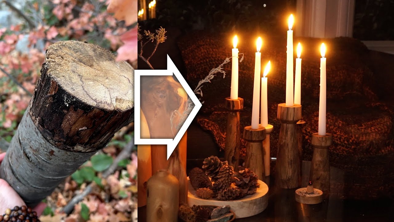 This Old Birch Log = Cozy Candlesticks | What's in That Pile?