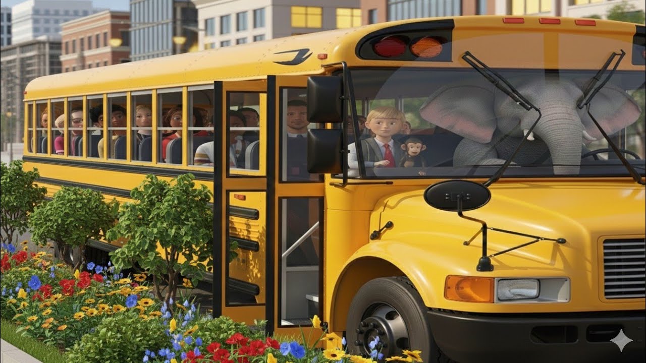 Wheel on the bus go round and round #english rhymes #nursary #babysong # 3d animation #cartoonmood