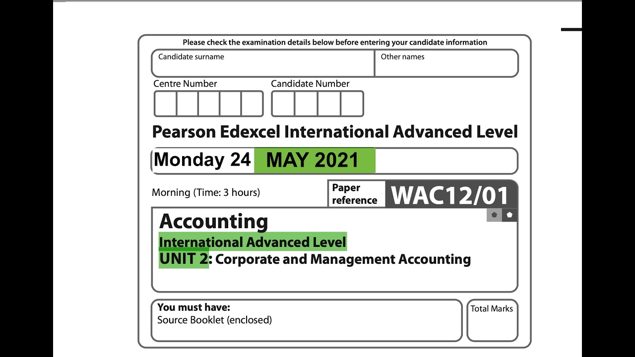 11.MAY 2021 IAL PEARSON EDEXCEL UNIT 2