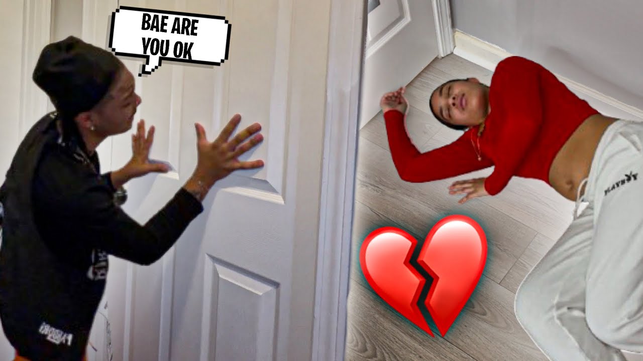 PASSING OUT WITH THE DOOR LOCKED PRANK ON BOYFRIEND* CUTE REACTION *