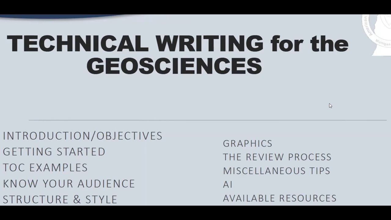 Technical Writing for the Geosciences-An AIPG-Student/ECP Webinar