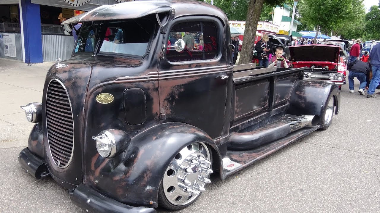 1938 Ford COE mid engine custom with air ride, dually Alcoa 10 lugs, and faux patina