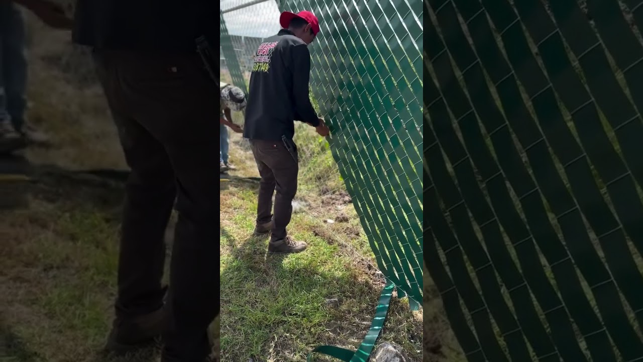 Instalaci&oacute;n de malla cicl&oacute;nica con cinta pl&aacute;stica