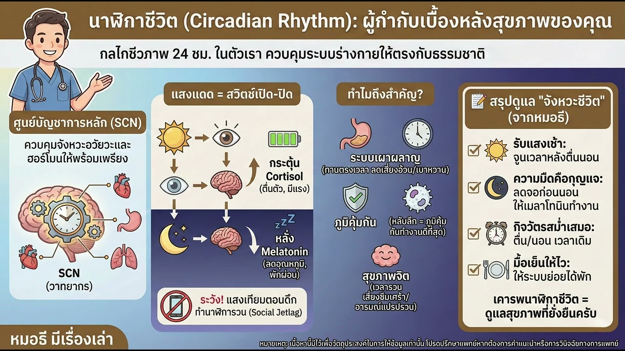 นาฬิกาชีวิต (Circadian Rhythm): ผู้กำกับเบื้องหลังสุขภาพของคุณ