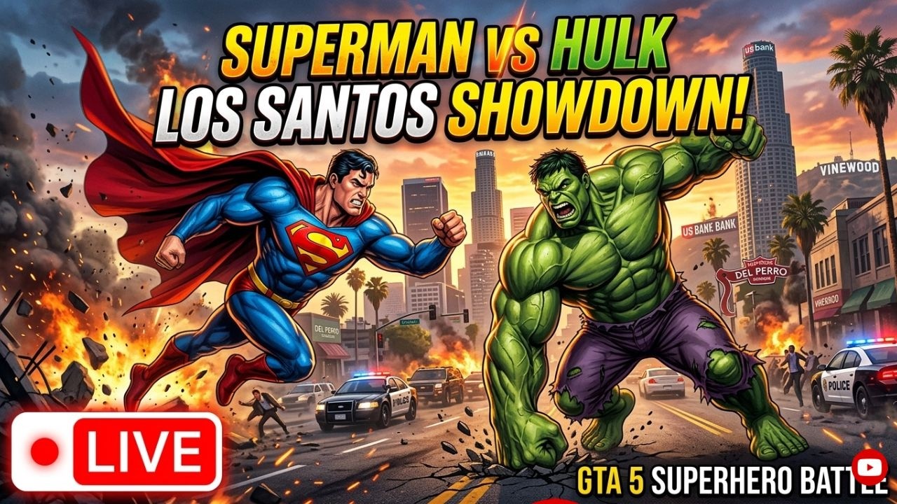 🔴LIVE: Superman vs Hulk in Los Santos 😱 | GTA 5 Superhero Battle