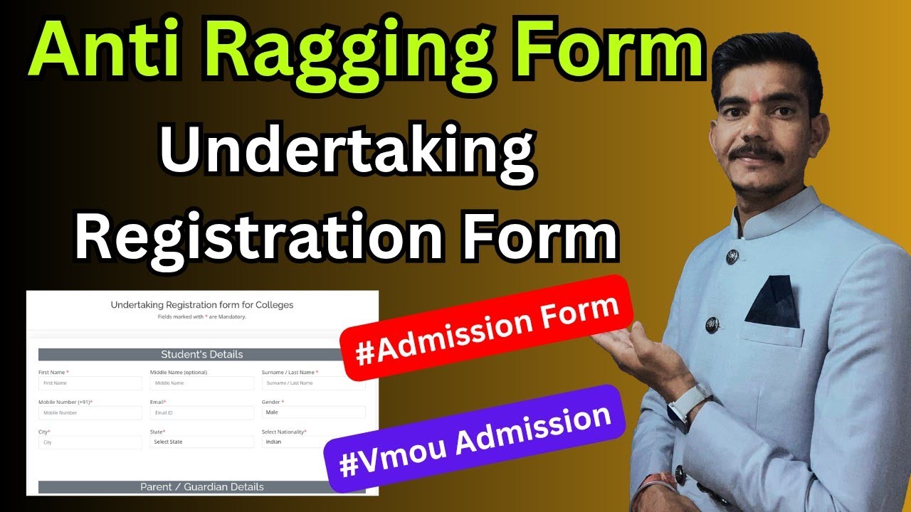 Vmou Admission 2025 Undertaking Registration Form #Undertaking Form #Anti ragging Registration Form