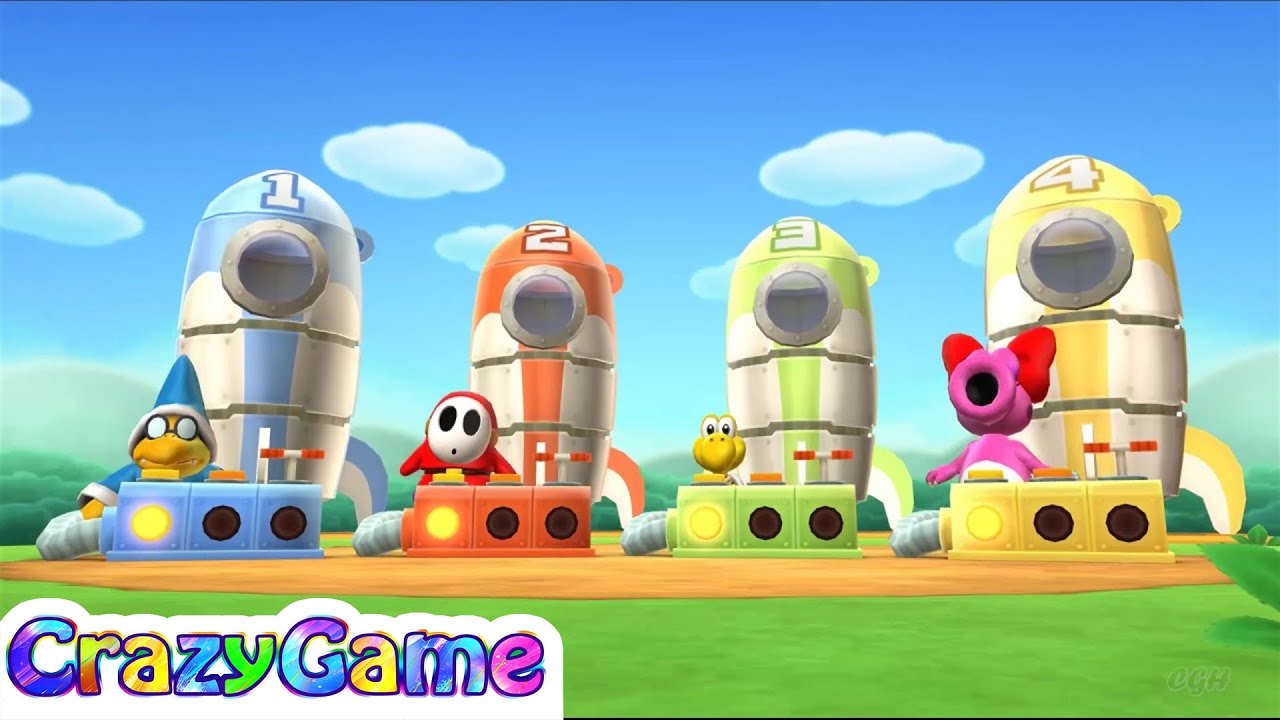 Mario Party 9 Step It Up #5 Kamek vs Shy Guy vs Koopa vs Birdo Gameplay (Free for All Minigames)
