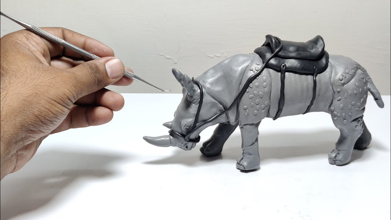 Polymer clay tutorial Rhinos Sculpture making