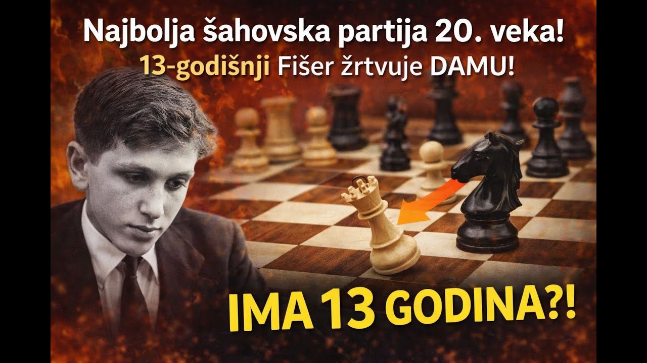 Najbolja šahovska partija 20  veka! 13 godišnji Fišer žrtvuje DAMU! #svetsaha #šah