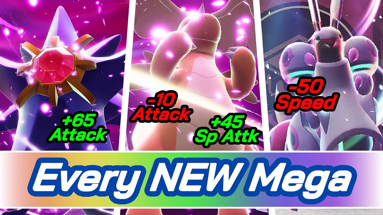Все 26 НОВЫХ мегаэволюций в Pokémon Legends: Z-A (с базовыми характеристиками)