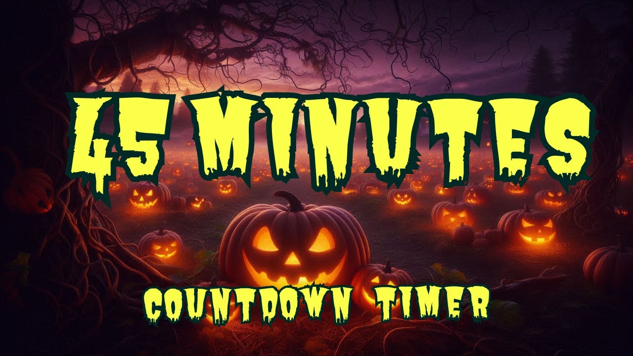 45 MINUTES 45:00 SCARY HALLOWEEN PARTY TIMER COUNTDOWN: Field of Glowing Jack-o'-Lanterns 🎃🌌