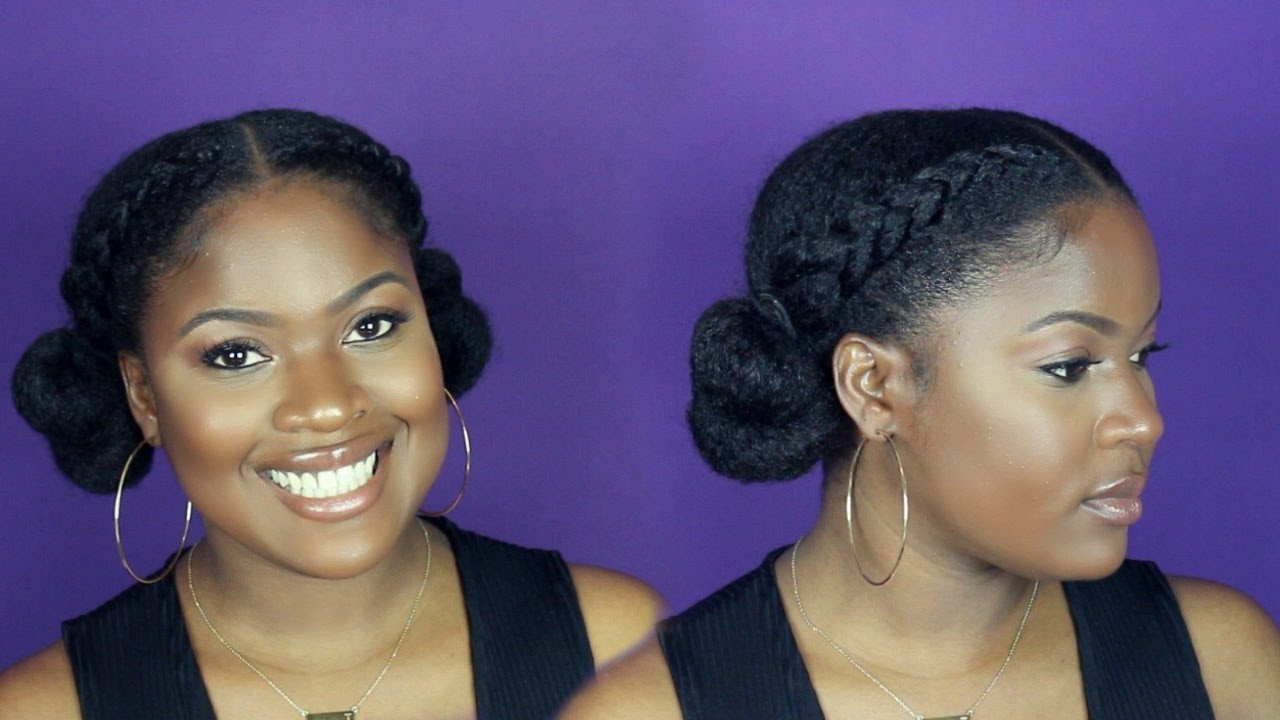 Double Cornrows with Low Space Buns | Natural Hair Tutorial