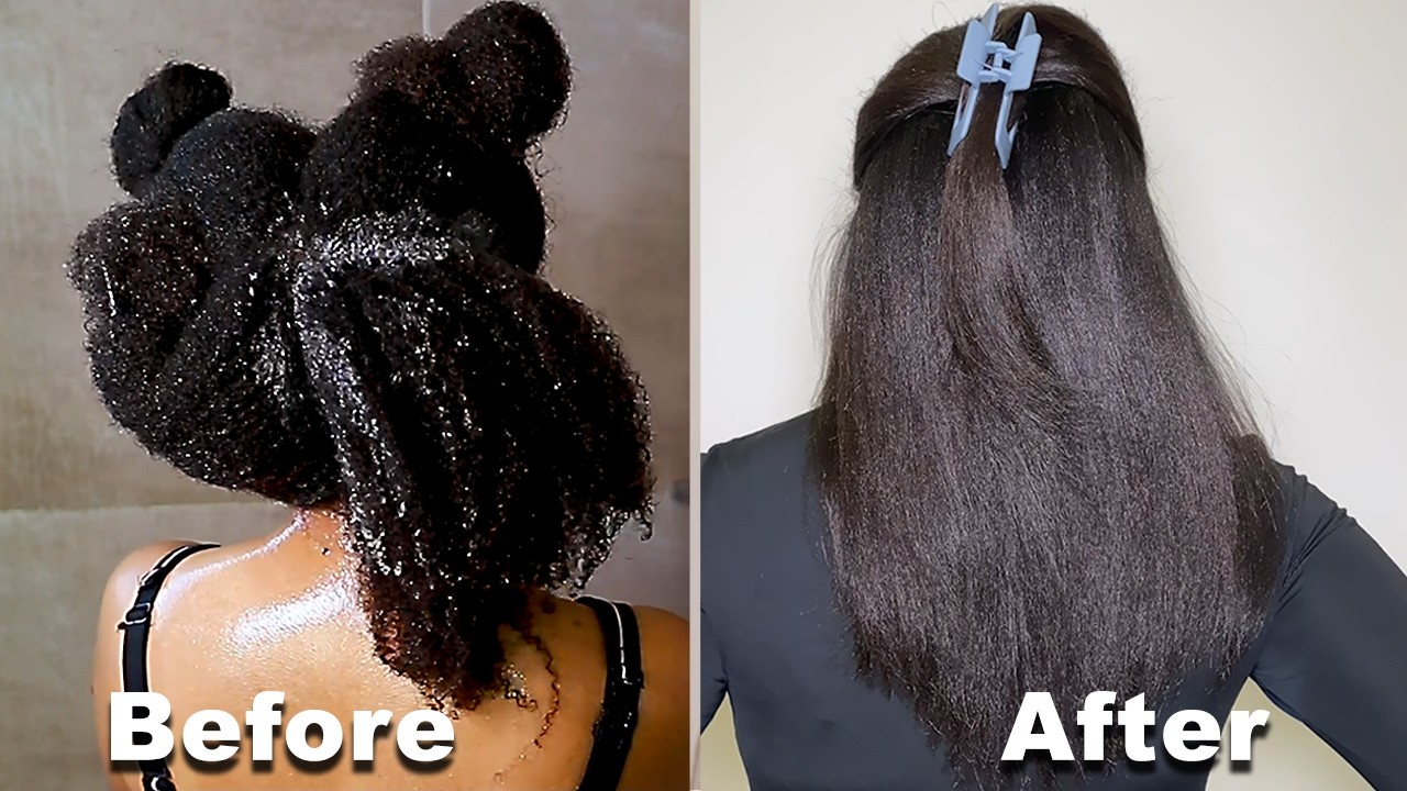 HOW TO: Silk Press Your Natural Hair At Home | Curly to Straight Salon Quality!