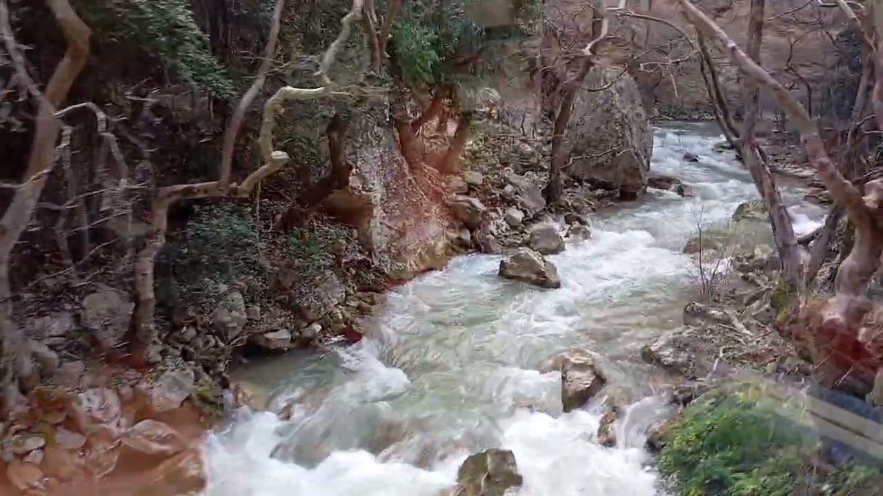 The route of the cog railway in the Vouraikos Valley. Diakopto . Greece